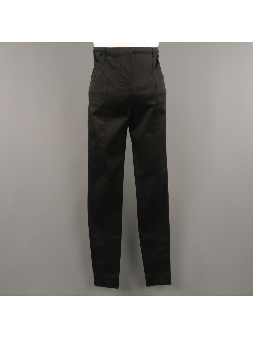 BALENCIAGA Size 4 Black Cotton  High Rise Fitted Moto Dress Pants